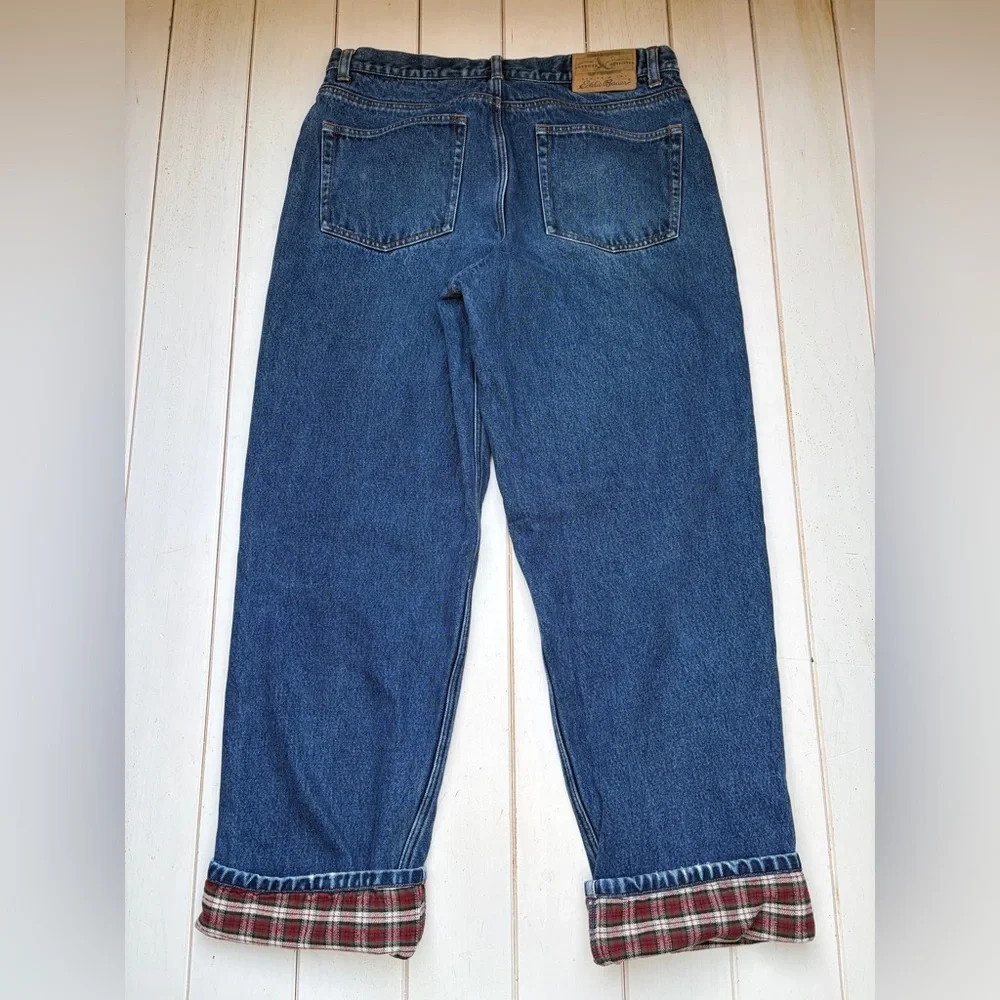 VTG Eddie Bauer Flannel Lined Jeans - Picture 10 of 11